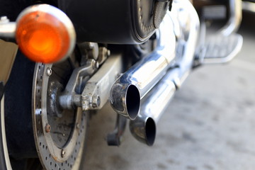 chrome exhaust on vintage motorcycle