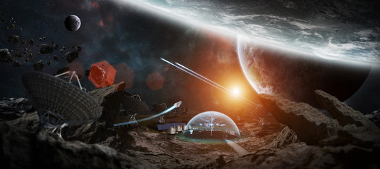 Fototapeta na wymiar Observatory station in space 3D rendering elements of this image furnished by NASA