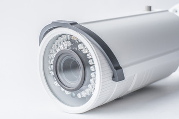 Surveillance camera isolated on white background, with clipping paths