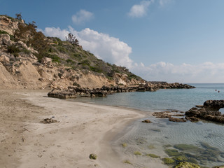 Along the sea coast of Konnos bay, Konnos beach one of the most beautiful beaches in Europe
