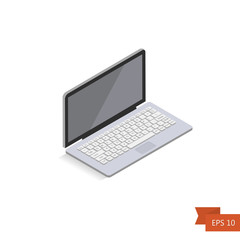 Laptop isometric on white background. Vector. Isometric 3d office laptop. Isolated on white. Easy to edit illustration. Flat simple style