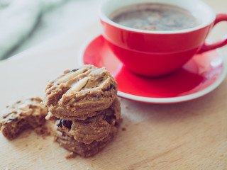 Hot cocoa and chocolate chips cookies.
