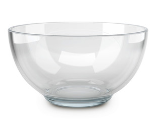 Empty transparent glass cooking bowl.