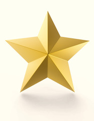 Gold star isolated on white background.