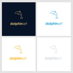 Fototapeta na wymiar dolphin line company logo. wild animal logo with minimalist concept