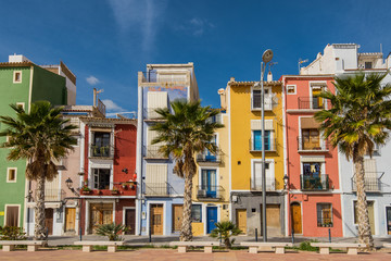 Fototapeta premium Traditional colorful facades in Villajoyosa in Spain