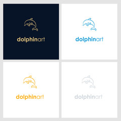 dolphin line company logo. wild animal logo with minimalist concept