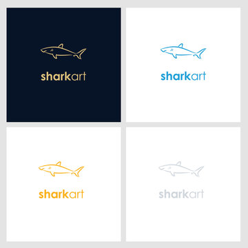 shark line company logo. wild animal logo with minimalist concept