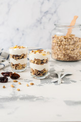 Spiced Yogurt with Granola in Glasses