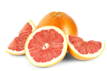 Fototapeta na wymiar Large grapefruit and freshly sliced
