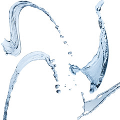 Fototapeta na wymiar Set of water splashes abstract form isolated on a white background.