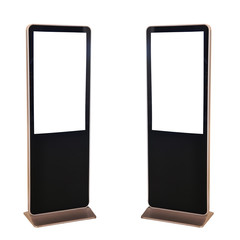 Standing LED advertising board on white background.