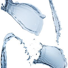 Set of water splashes abstract form isolated on a white background.