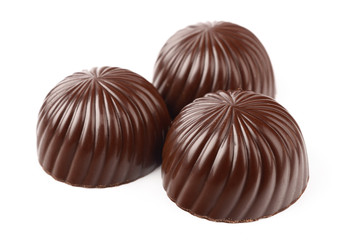 Dark chocolate on a white background