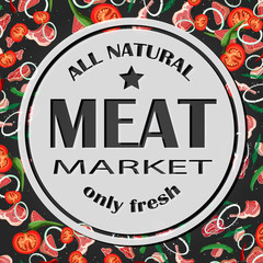 vector steak meat with pepper and rosemary