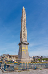 The Obelisk of Luxor at the Place de la Concorde square in Paris, France.