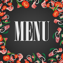 Set of meat food Isolated on white background