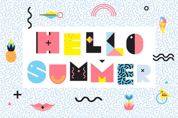 Hello Summer Memphis Style Design