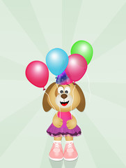 dog with balloons
