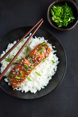 teriyaki salmon and  rice