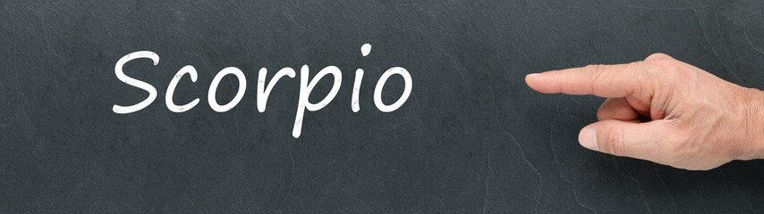 Obraz premium Scorpio on a blackboard. Zodiac signs