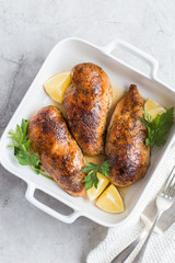 roasted  chicken breast with lemon and spicy herbs