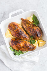 roasted  chicken breast with lemon and spicy herbs