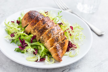 roasted  chicken breast with fresh salad