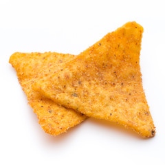 Nachos chips, isolated on white background.