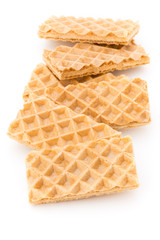 Waffle with crem isolated on white background.