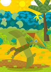 cartoon flying dinosaur pterodactyl illustration for children © honeyflavour