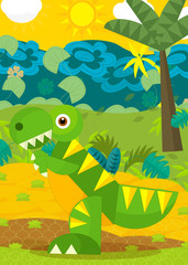 Cartoon happy dinosaur tyrannosaurus illustration for children