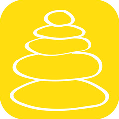 Handgezeichnete gestapelte Steine auf gelbem Hintergrund