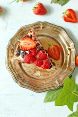 Chocolate berry cake with cream