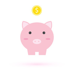 Pink piggy bank vector icon