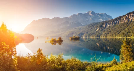 Foto op Plexiglas beautiful alpine lake © Leonid Tit