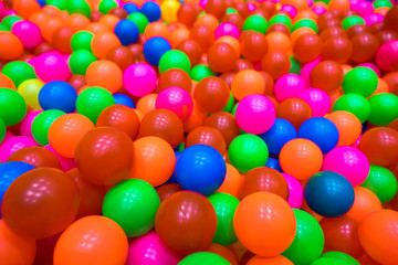 Colorful plastic balls in children park