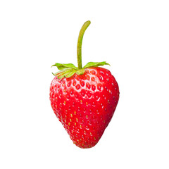 Single red fresh strawberry with clipping path.