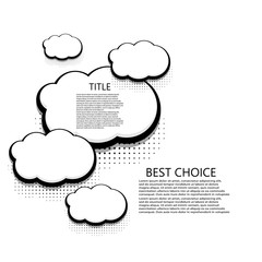 Vector modern halftone cloud icons background