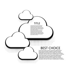 Vector modern halftone cloud icons background