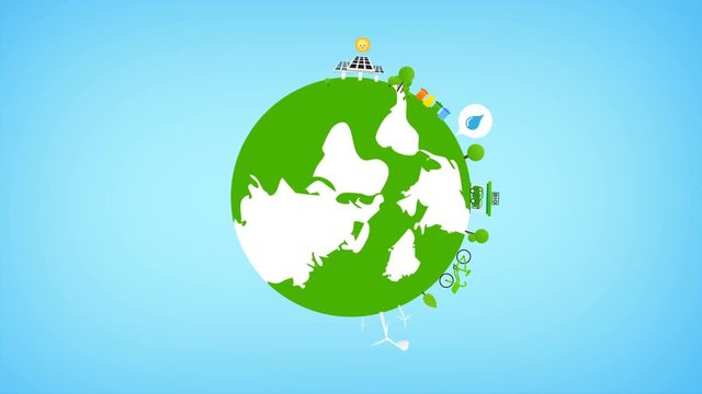 Rotate Globe and eco icon animation for nature saving and ecology concept 4K Render 3840 x 2160
