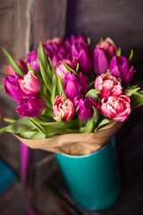 bouquet with fresh tulips