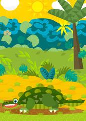 Naklejka premium Cartoon happy dinosaur crocodile illustration for children