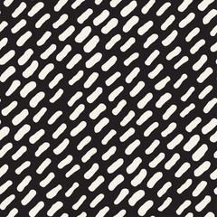Hand Drawn Scattered Wavy Lines Monochrome Texture. Vector Seamless Black and White Pattern