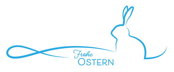 Naklejka premium Grußkarte zu Ostern - Osterhase (in Blau)
