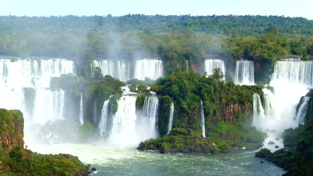 view of the waterfalls of foz do iguacu in Brazil
