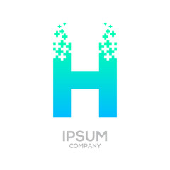 Letter H Pixel logo, Plus sign logo, Medical healthcare hospital symbol, Technology and digital logotype