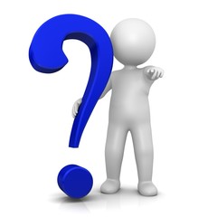 question mark stickman 3d  blue isolated symbol business graphic illustration
