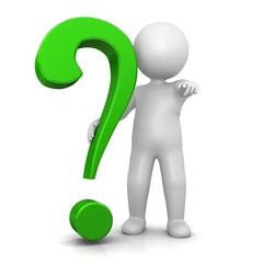 question marl stickman green 3d isolated symbol 