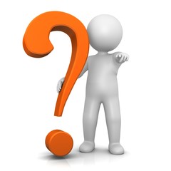 question stickman mark 3d orange isolated business symbol